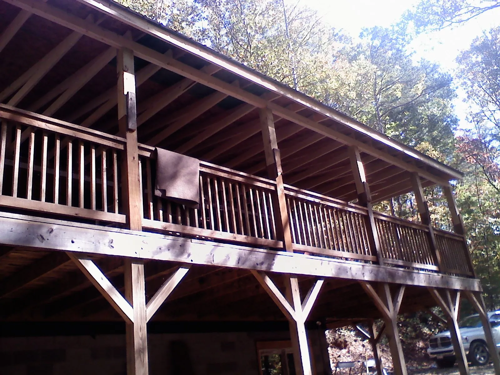 Timber framing under a new elevated porch and deck — Roof Leak Repair in Joffre by Roofing Brothers